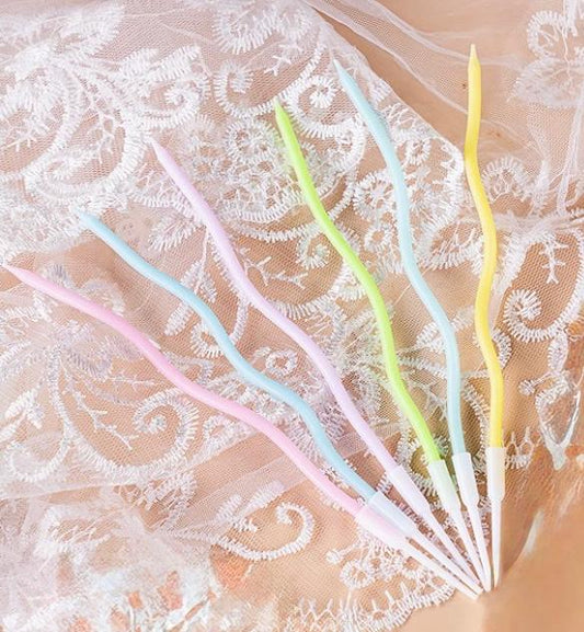 Curvy Pastel Rainbow Candles (6 Pieces/ Set)