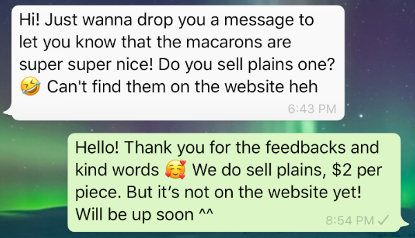 WhatsApp customer review